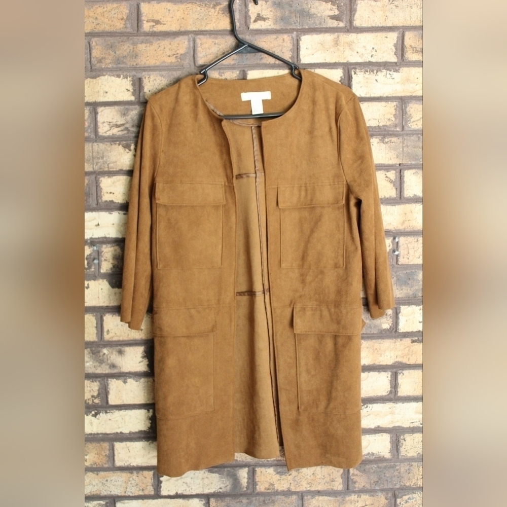 H&M brown faux suede coat